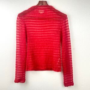 NWOT Anthropologie Womens Top Sz S Dark Fairy Whimsigoth Sheer Mesh Feminine Red